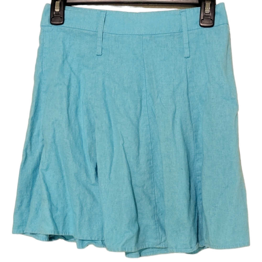 A-line vintage bright blue tailored mini skirt